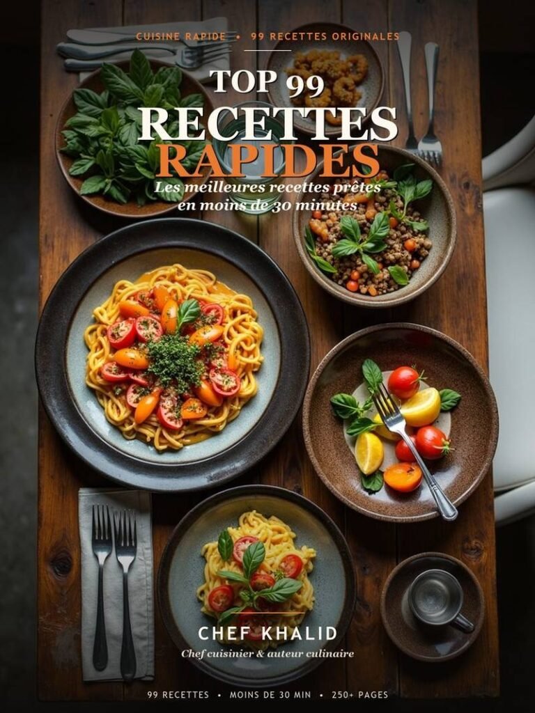 Couverture du livre de recettes gourmandes rapides et faciles en moins de 30 minutes